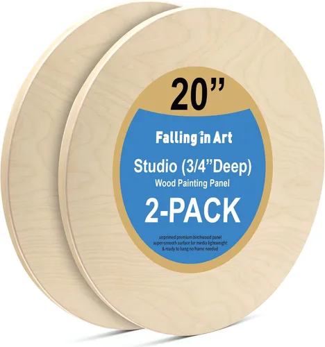 Vista 7 de Falling in Art Kit de Paneles de Madera de Abedul Redondos Sin Terminar para Pintura, Lienzo de Madera Paquete de 2 de 6 Studio 3/4" de Profundidad