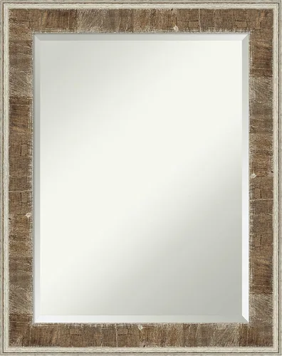 Vista 63 de Amanti Art Espejo de pared marrón de 26 x 22 pulgadas, espejo rectangular de baño de Alejandría marrón rústico para decoración de pared, sala