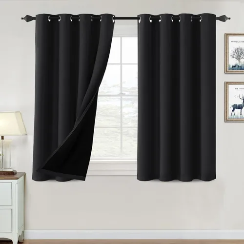 Vista 79 de H.VERSAILTEX Cortinas 100% de opacidad para dormitorio, con aislamiento térmico, cortinas opacas de 63 pulgadas de largo, cortinas de bloqueo