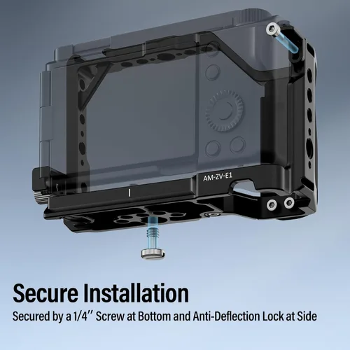 Vista 3 de SIRUI Jaula para cámara Sony ZV-E1 con agarre de silicona y abrazadera para cable para HDMI, placa de liberación rápida integrada para tipo Arca