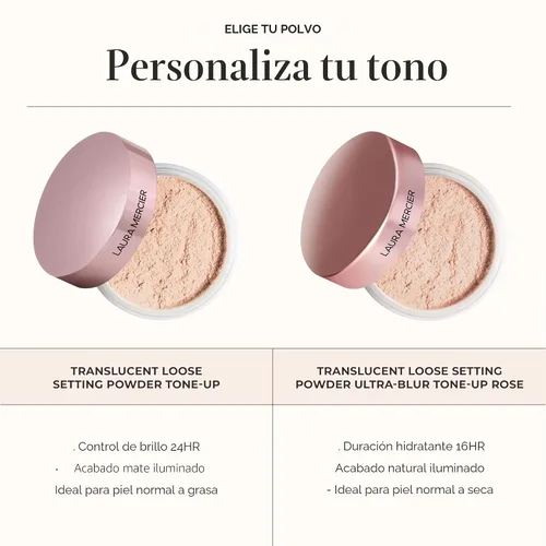Vista 8 de Laura Mercier Polvo de ajuste suelto translúcido, control de brillo las 24 horas, acabado mate suave, impregnado con vitaminas C+ E, uso duradero