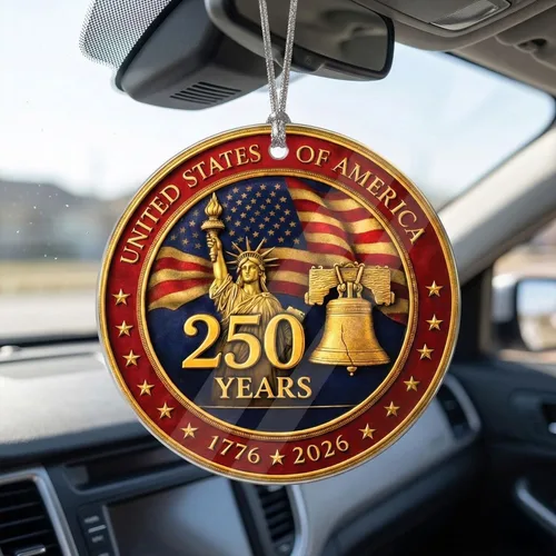 Vista 2 de Adorno de 250 aniversario de Estados Unidos, adorno de Navidad de águila patriótica, recuerdo acrílico 2D impreso de doble cara, 1776-2026 250