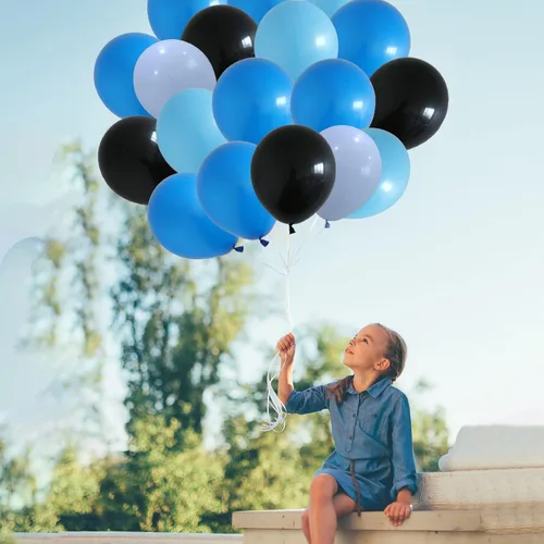 Vista 7 de Juego de Globos de Juego Azul y Negro, 60 Piezas, 12 Pulgadas de Azul Claro y Azul Oscuro para Decoraciones de Fiesta de Videojuego, Fiesta