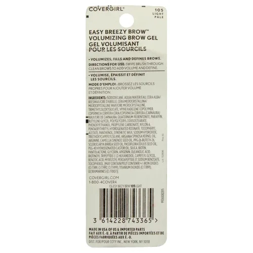 Vista 2 de COVERGIRL - Gel voluminizador de cejas Easy Breezy, mantiene las cejas durante 24 horas, infundido con aceite de argán y biotina, 100% libre