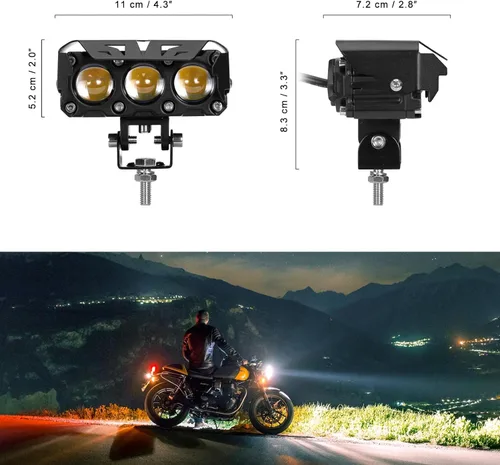 Vista 3 de KAWELL Luz de conducción LED de 60 W, luz antiniebla auxiliar, foco LED, IP68, impermeable, doble color, luz de trabajo LED para motocicleta