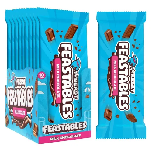 Vista 10 de Feastables Barra de chocolate con leche de almendras tamaño King, 2.1 oz (60 g), 10