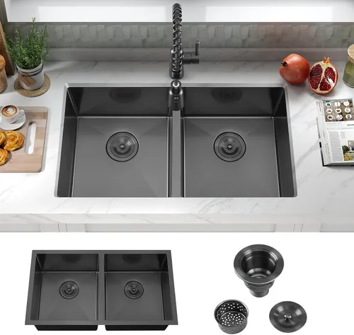 Vista 11 de ATTOP Fregadero de cocina de un solo tazón de 32 pulgadas, fregadero de tazón individual de montaje inferior grande de acero inoxidable