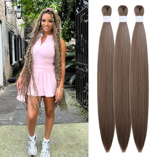 Vista 79 de Pelo corto negro trenzado preestirado de 14 pulgadas para trenzas sin nudos, pelo sintético 1B trenzado para trenzas Bob Box