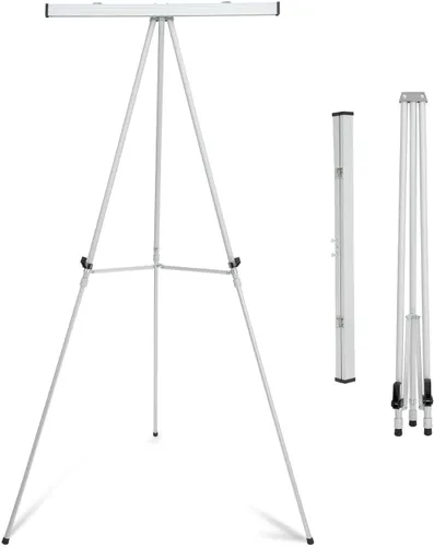 Vista 12 de Falling in Art Caballete de exhibición de rotafolios de aluminio con soporte ajustable para piso para sala de juntas, pizarra, blocs de notas