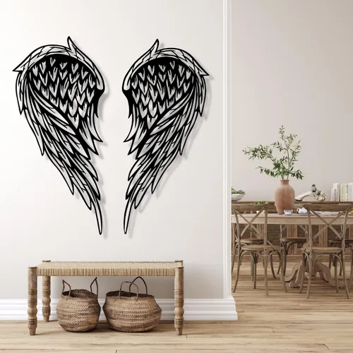 Vista 2 de Arte de pared de metal, alas de ángel de metal, decoración de pared de alas de ángel, arte de pared de alas de ángel de metal, aniversario - regalos