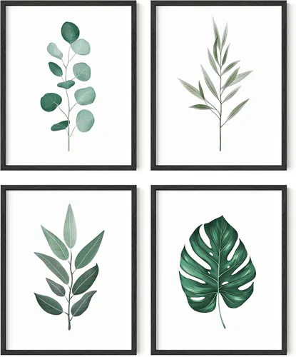 Vista 9 de HAUS AND HUES Arte de pared floral gris, juego de 4 pósteres de plantas para pared vintage, impresiones botánicas, cuadros de flores en blanco
