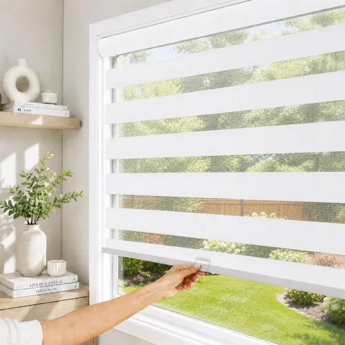 Vista 14 de CHICOLOGY - Persianas de cebra, persianas enrollables, cortinas para ventanas, persianas enrollables para ventanas, cortinas para el hogar, Ártico