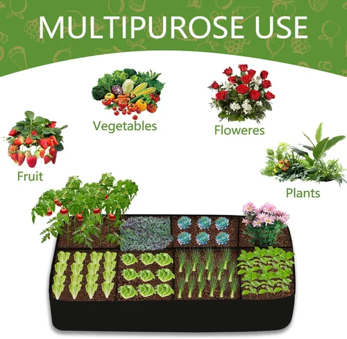 Vista 4 de Bolsas de cultivo de tela transpirable y duradera de 128 galones, macetas de tela no tejida resistentes de 3 x 6 pies para verduras y flores