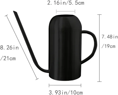 Vista 2 de Regadera de metal con boquilla larga de 40 oz/1.3 L, regadera de acero inoxidable para plantas de interior y exterior, negro mate
