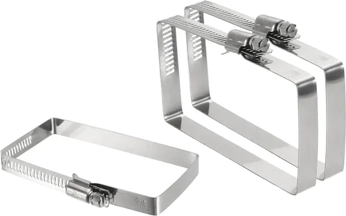 Vista 23 de uxcell 2 abrazaderas de manguera rectangulares de acero inoxidable 304, ajustables de 2 x 2 pulgadas, abrazaderas de tubo de conducto de engranaje
