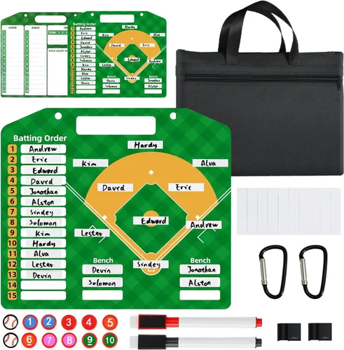 Vista 7 de SRG Tablero magnético de alineación de béisbol para entrenador Tabla de alineación de béisbol para dugout Portapapeles de béisbol