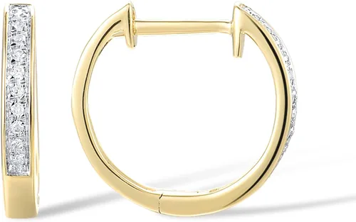 Vista 2 de Santuzza Aretes de aro delicados de oro macizo de 10 quilates con diamantes auténticos para mujer