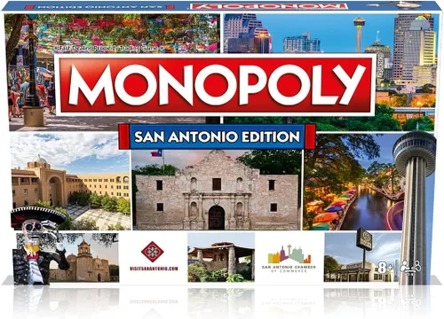 Vista 6 de Monopoly Juego de mesa San Antonio Edition: 2-6 jugadores Juegos de mesa familiares para niños y adultos, juegos de mesa para niños de 8 años
