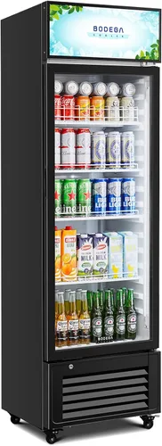 Vista 14 de Refrigerador y enfriador de bebidas comercial BODEGA BODEGACOOLER, refrigerador comercial para mercancía con luz LED suave, estantes ajustables