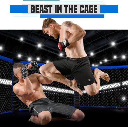 Vista 3 de RDX Pantalones cortos de MMA para entrenamiento y kickboxing Pantalones cortos de lucha para artes marciales, pelea de jaulas, Muay Thai, BJJ