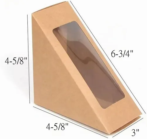 Vista 4 de Cajas de papel sándwich de 100 piezas, caja para llevar ecológica de cuña de sándwich