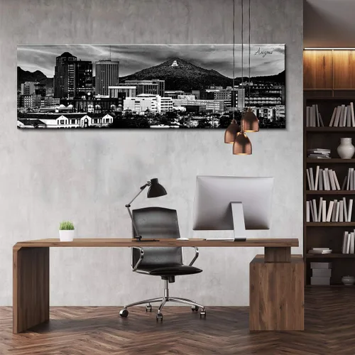 Vista 5 de Arte de Pared de Arizona para Oficina Decoración Negro y Blanco Imágenes de Paisaje Urbano de Tucson para Dormitorio Impresiones en Lienzo