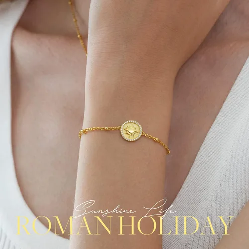 Vista 2 de CDE Pulseras de sol para mujer, plata de ley 925, ajustable, chapada en oro de 14 quilates, cumpleaños, aniversario, Navidad, regalos para mujeres