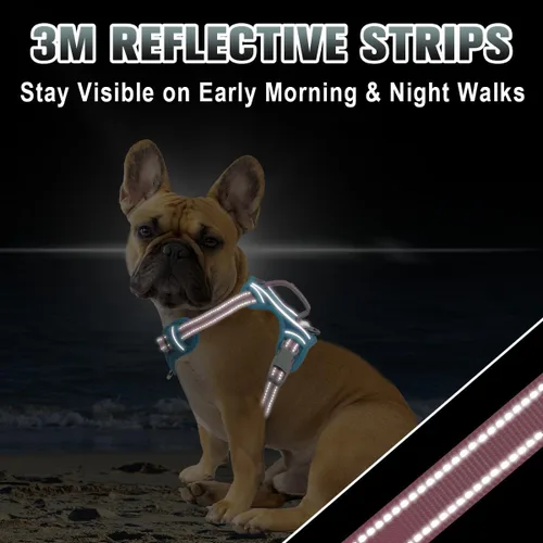 Vista 7 de BARKBAY Arnés para Perro Sin Tirones Talla Grande Arnés Reflectante para Perro con Clip Frontal y Asa de Control Fácil para Caminar Entrenar Correr