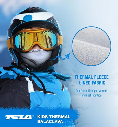Vista 4 de TSLA Pasamontañas de invierno para niños, máscara facial, forro polar térmico para casco