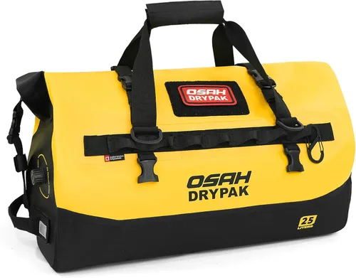 Vista 16 de Bolsa de lona impermeable 25L/40L/60L – Bolsa trasera de motocicleta resistente, bolsa seca enrollable para viajes, camping, canotaje, kayak