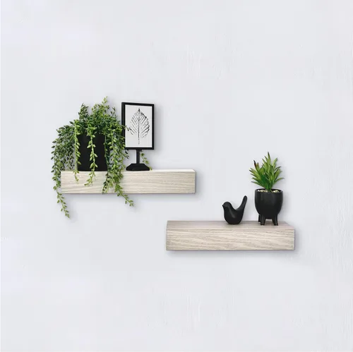 Vista 14 de MCS Estantes flotantes de grano de madera natural, 12 x 4 pulgadas, juego de 2, 12 x 4 pulgadas