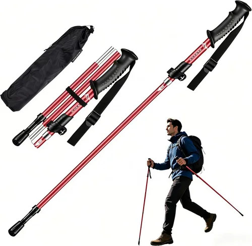 Vista 2 de Bastones de trekking plegables, aluminio, 38-44 pulgadas (compacto), 44-52 pulgadas (matrimonial) altura ajustable con bloqueo rápido, agarre