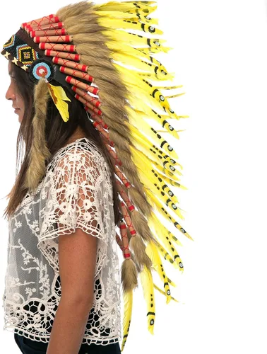 Vista 2 de Tocado largo inspirado en indios nativos americanos Muchos
