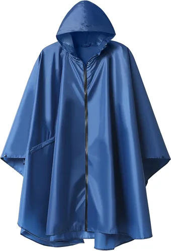 Vista 8 de SaphiRose Rain Poncho Jacket Coat Hooded for Adults with Pockets Gradiente Borgoña