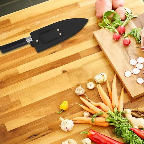 Vista 7 de Qchengsan Funda de cuero de vaca para cuchillos, protector de cuchillo de chef de 8 pulgadas, funda universal resistente para cuchillos o mangas