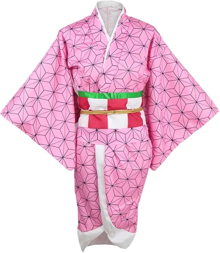 Vista 3 de NXJSH Kimetsu no Yaiba Anime Cosplay Kimono - Conjunto de peluca para mujeres, hombres, niñas y niños, perfecto para Halloween