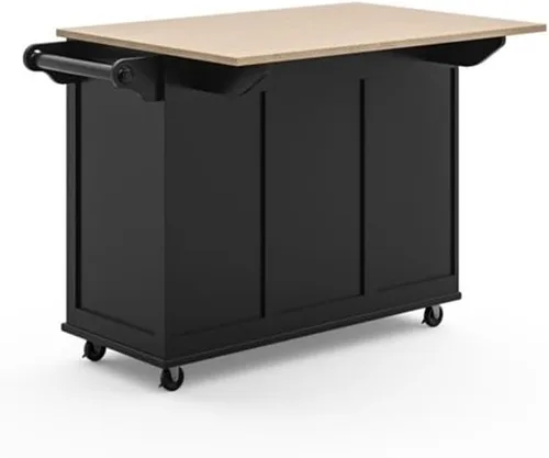 Vista 6 de Hawthorne Collections Carrito de cocina de madera tradicional en negro