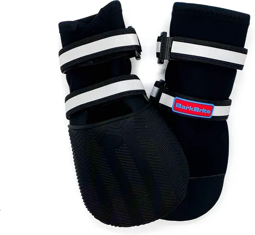 Vista 10 de Botas protectoras para patas de perro en neopreno, para todos los climas, con correas retráctiles en 5 tamaños., Negro
