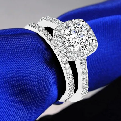 Vista 3 de Clearance Hollow Carving Diamond RingsWomen Fashion Luxury Zircon Rings Engagement Wedding Rings Jewelry Gift by ZYooh