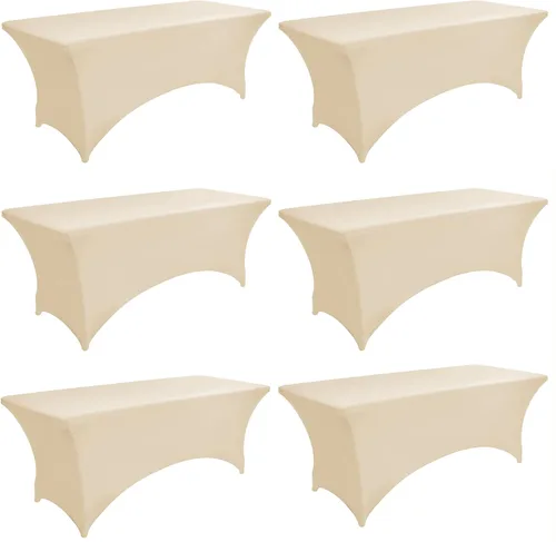 Vista 34 de Paquete de 2 Cubiertas de Mesa de Spandex de 4 pies para Mesas Plegables Rectangulares - Manteles Elásticos Ajustados Resistentes a las Arrugas