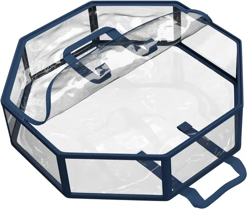 Vista 6 de Hearth & Harbor - Juego de contenedores de almacenamiento para coronas de Navidad - Bolsa transparente de almacenamiento para coronas de Navidad