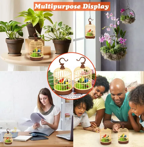 Vista 6 de HWD Juguete de Jaula de Pájaros de Inducción Activado por Voz, Juguetes de Pájaros Loros que Hablan Pían y Aletean, Regalos para Bebés Niños