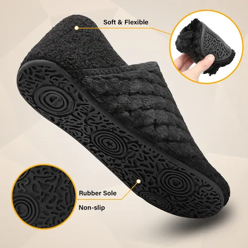 Vista 4 de Scurtain Pantuflas para hombre y mujer, unisex, para adultos, forro de terciopelo, ligeras, para interiores, viajes, suela antideslizante, cálidas