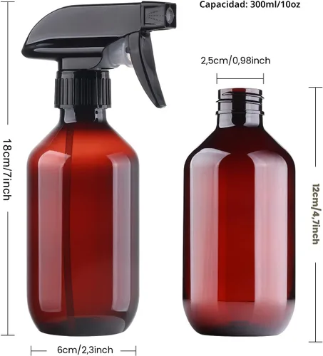 Vista 2 de Botellas de spray Teyssor Botella de agua en aerosol - Libre de BPA - 10 oz/300 ml Contenedores de plástico recargables de niebla fina Botella