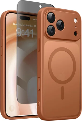 Vista 44 de GolbinBox - Funda magnética para iPhone 13 Pro Max, compatible con MagSafe, protección de cámara, protector de privacidad, funda translúcida mate, a