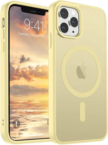 Vista 38 de SUPFINE Funda magnética para iPhone 11 Pro Max (compatible con MagSafe) (protección contra caídas de grado militar), delgada, translúcida mate, a