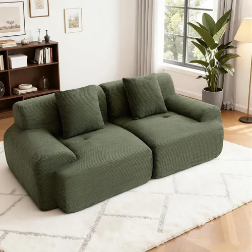 Vista 13 de Sofá Seccional Modular Cloud de 120", Sofá Sin Estructura, Sofás Tapizados en Forma de L con Asiento Profundo, Sofás de Pana Modernos y Acogedores
