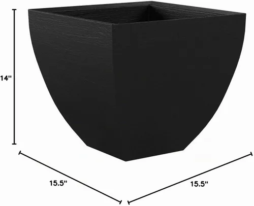 Vista 5 de Tusco Products MSQ16BK - Maceta cuadrada moderna para jardín, 16 pulgadas, color negro