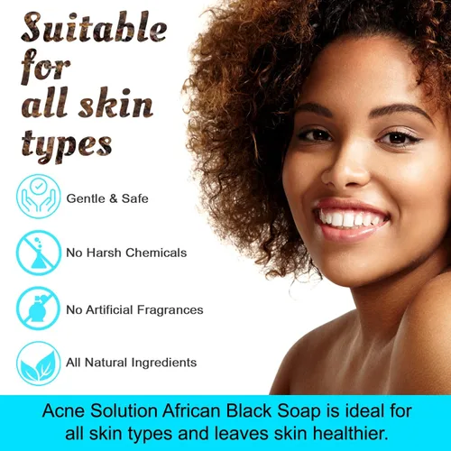 Vista 4 de It's Pure Natural Barras de jabón africanas negras con solución para el acné (paquete de 3) jabón orgánico crudo para cara y cuerpo, tratamiento