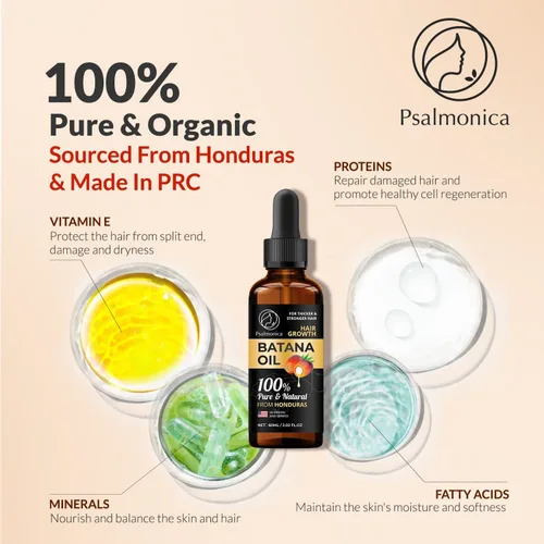 Vista 4 de Suero de crecimiento del cabello con aceite de batana 100% puro: suero natural para cabello más grueso y fuerte, aceite eficaz para el crecimiento